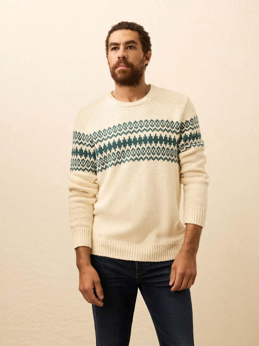 Heirloom Crewneck Sweater - Cream Forest Fairisle