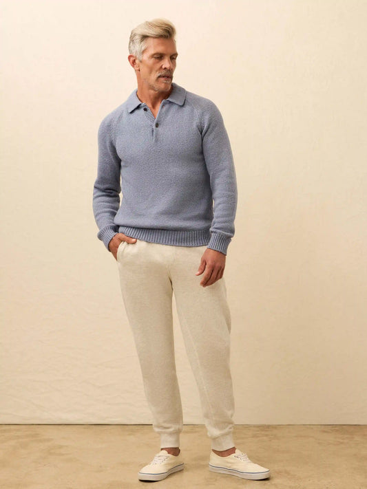 Heirloom Long-Sleeve Sweater Polo - Flint