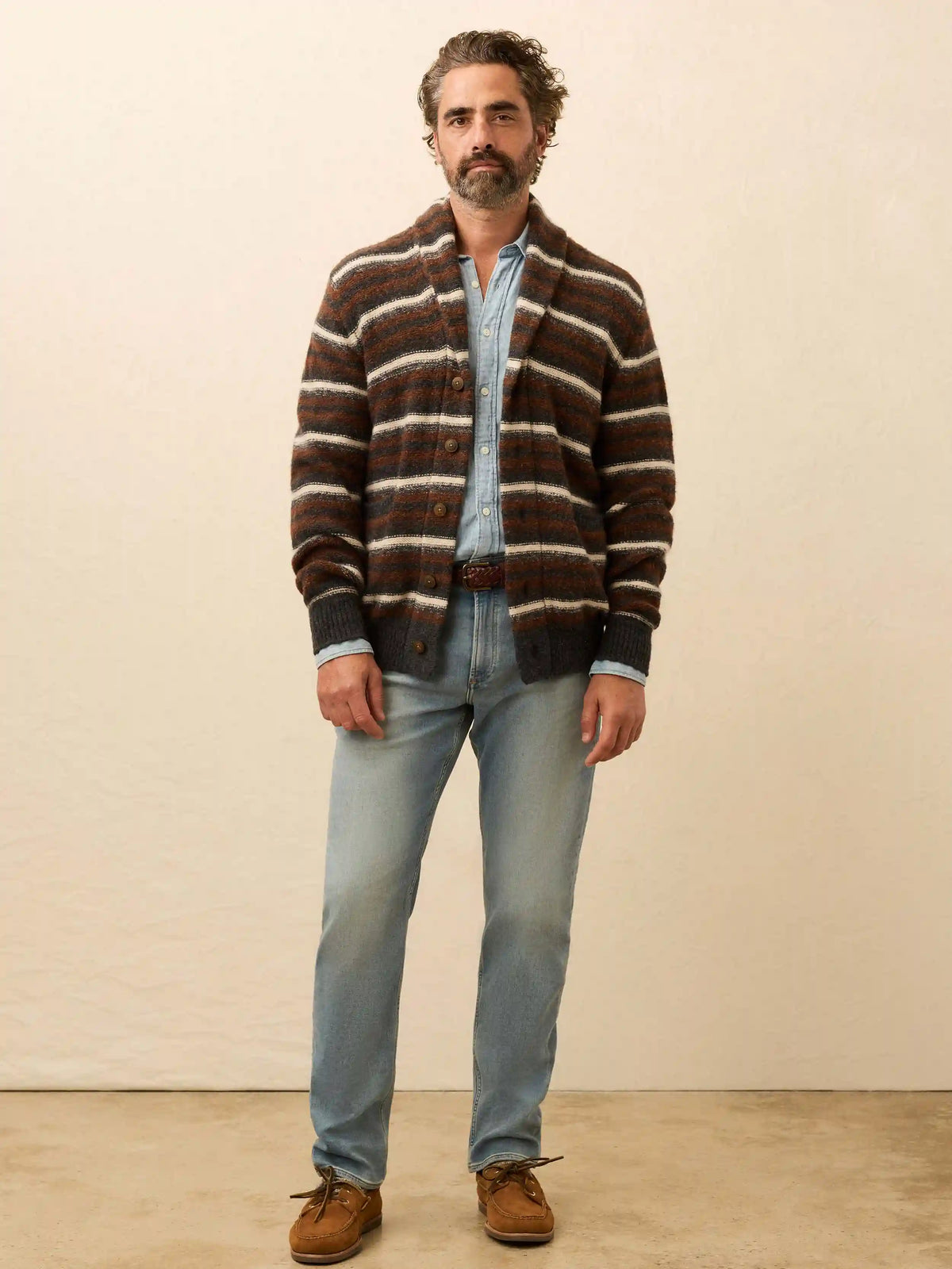 Striped Cardigan Sweater - Rocky Peak Stripe