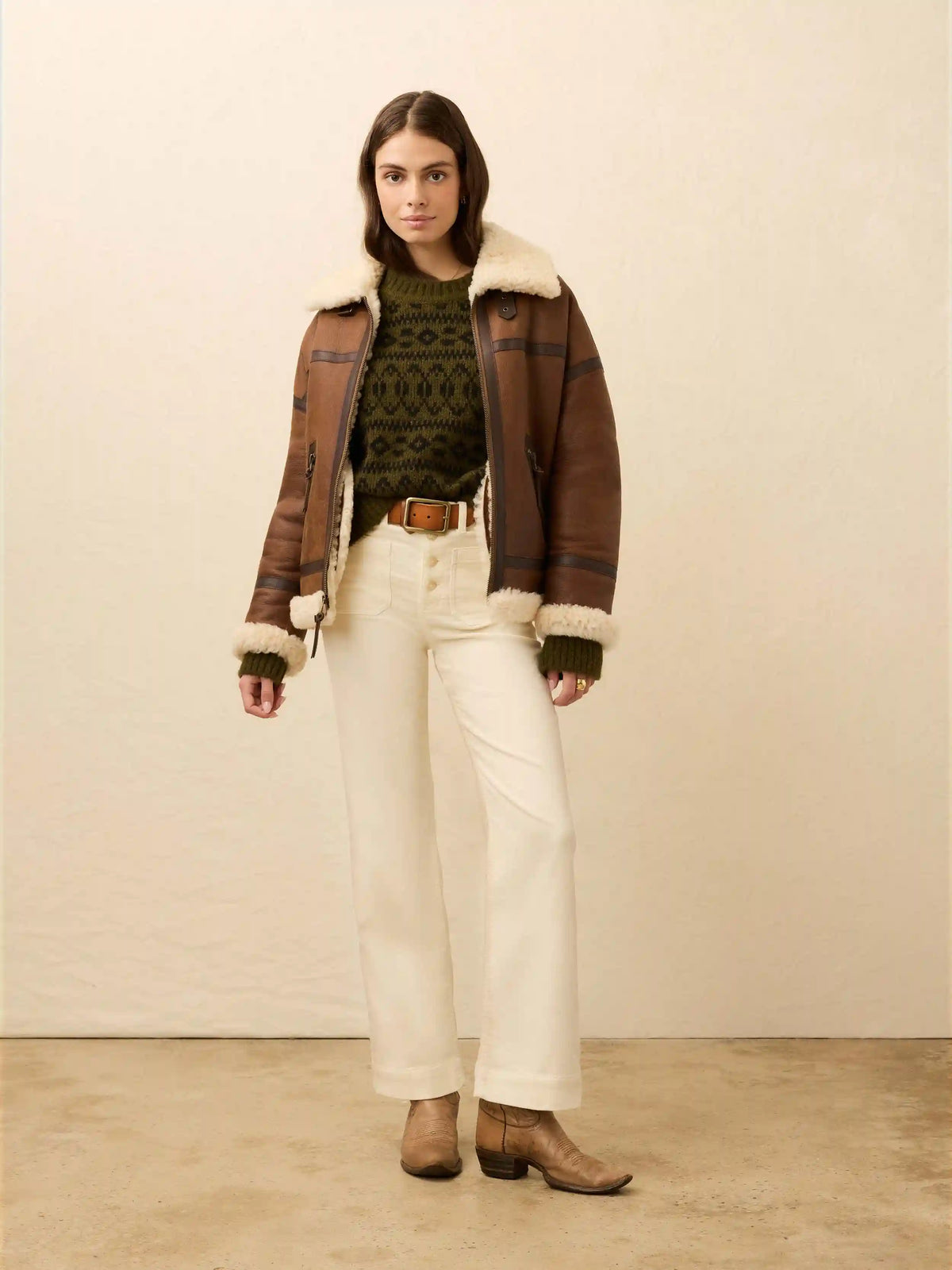 Sedona Shearling Flight Jacket - Brown