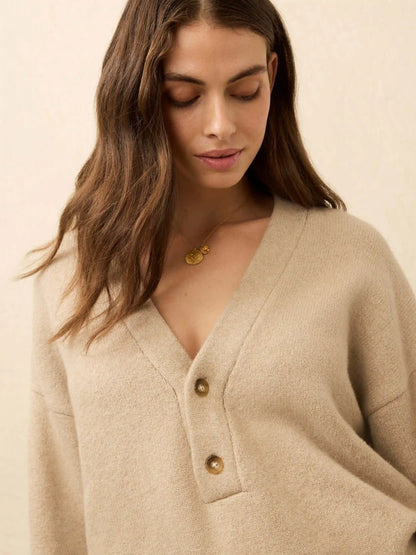Jackson V-Neck Popover - Oatmeal Heather