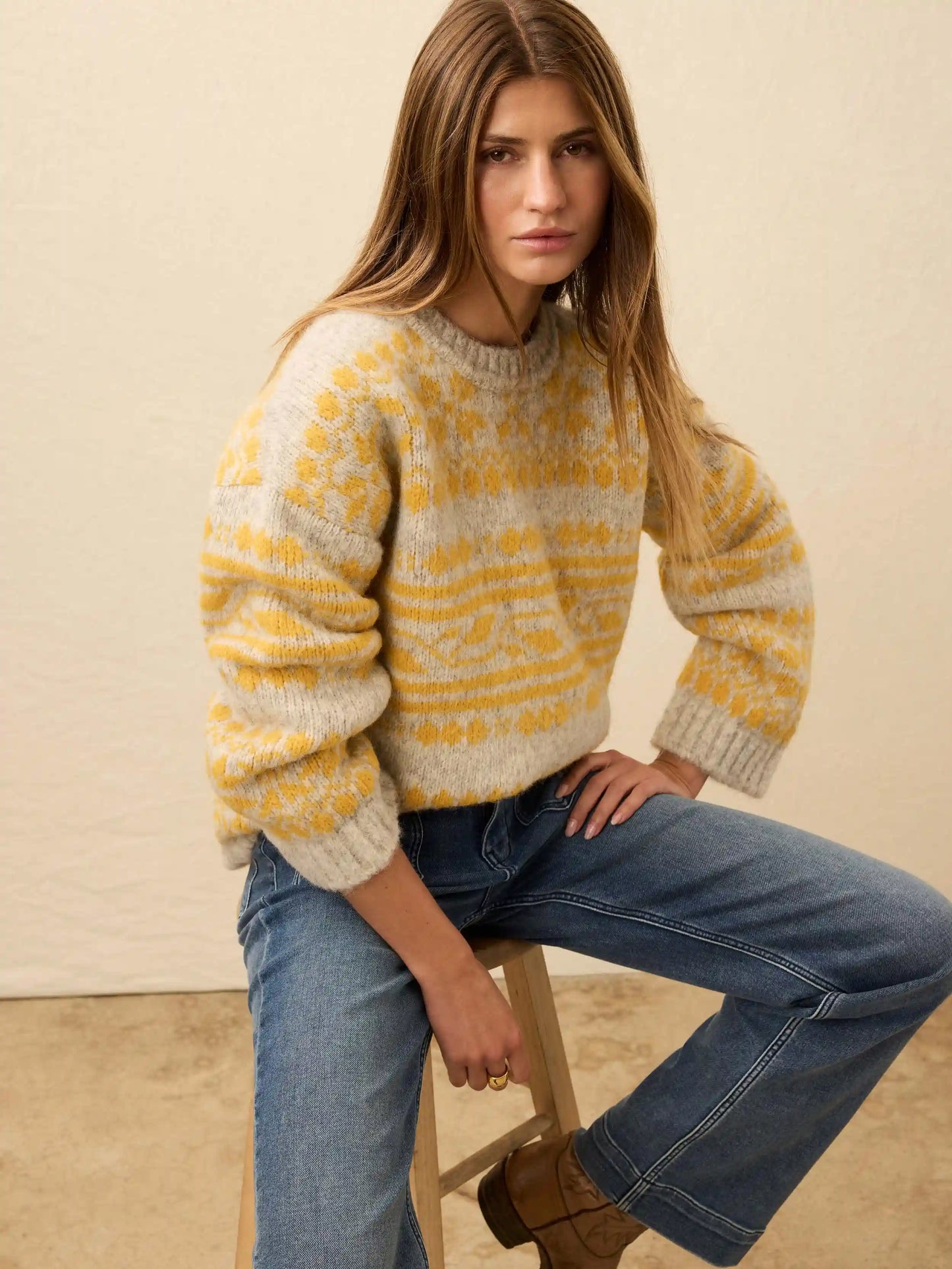 Powder Peak Boyfriend Sweater - Glacier Oat