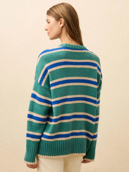 Heirloom Cotton Summit Pullover - Shoreline Green Stripe