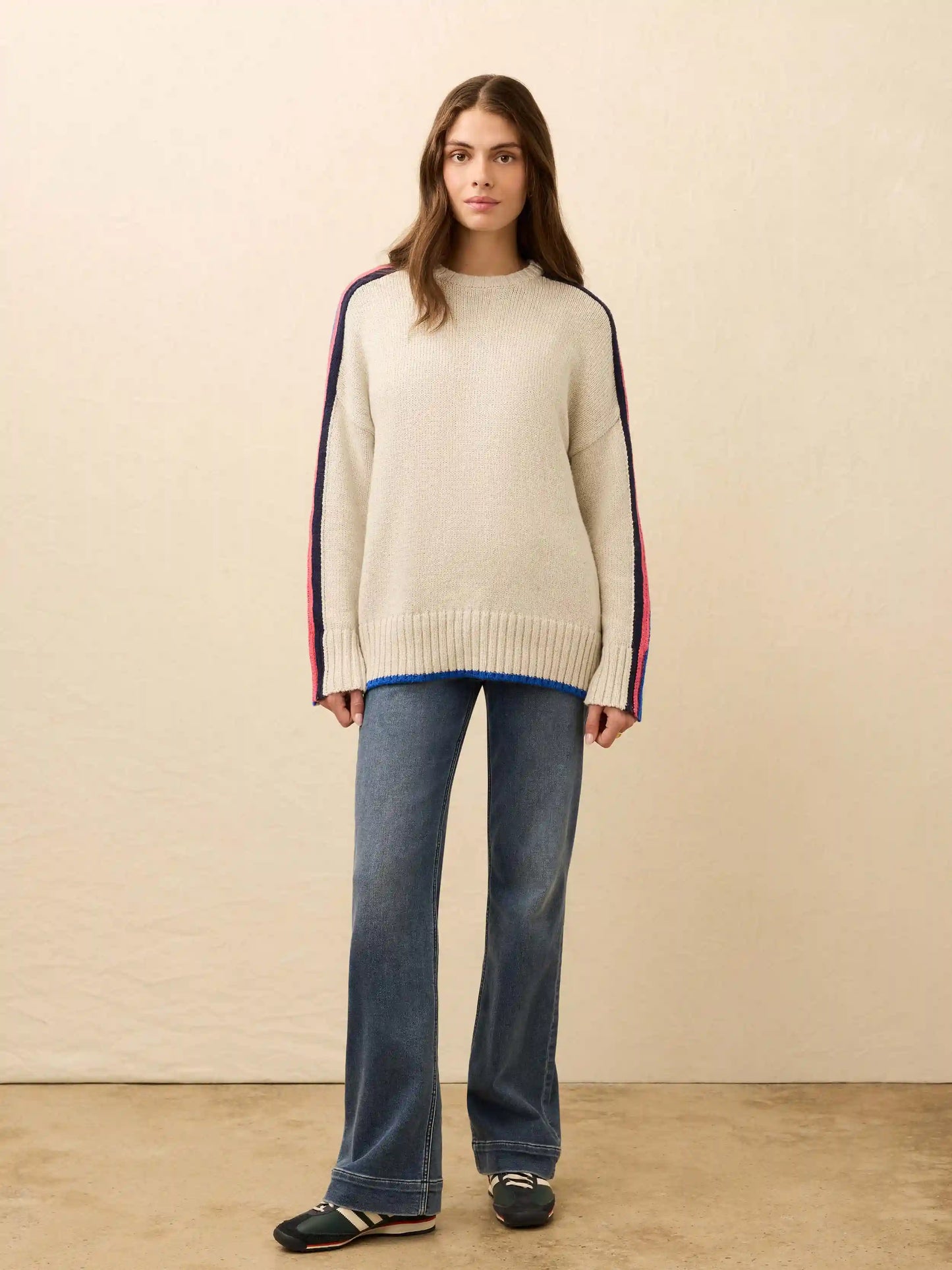 Heirloom Cotton Summit Pullover - Ice Grey Heather Stripe