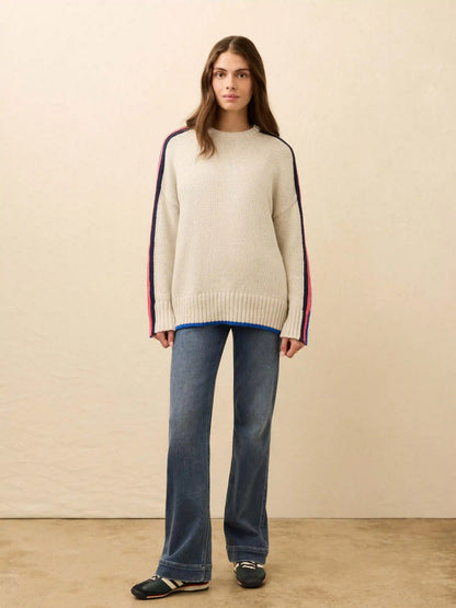 Heirloom Cotton Summit Pullover - Ice Grey Heather Stripe