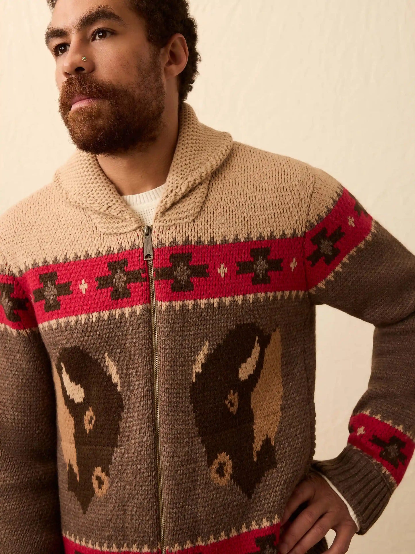 Steven Paul Judd Buffalo Zip Cardigan - Brown Winter Prairie