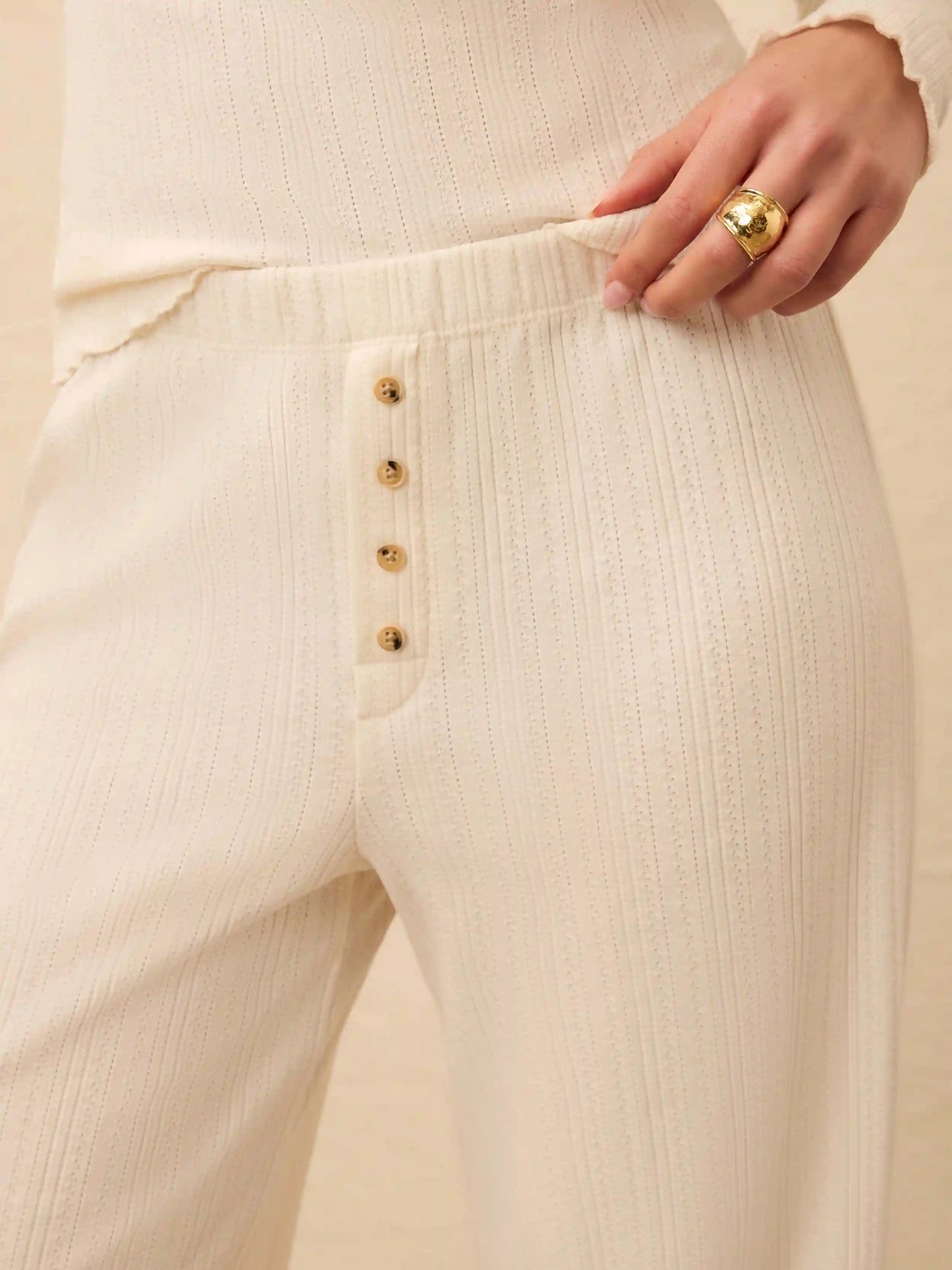 Paradise Pointelle Pant - Egret