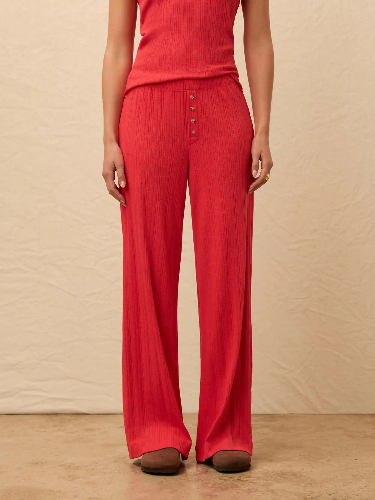 Paradise Pointelle Pant - Tomato