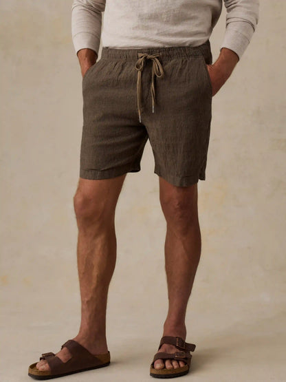 Essential Linen Short (6.5") - Island Brown Stripe