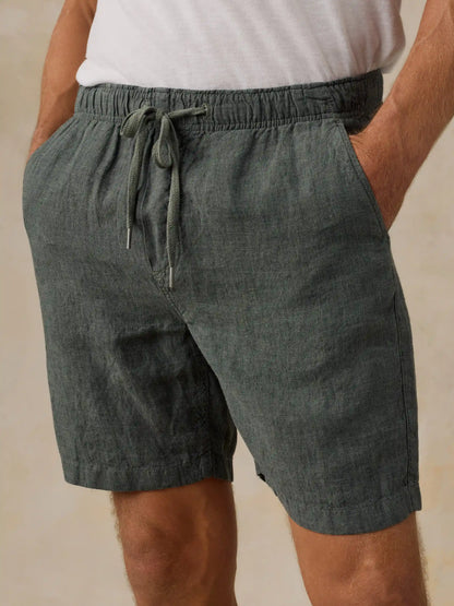 Essential Linen Short (6.5") - Island Spruce Pincheck