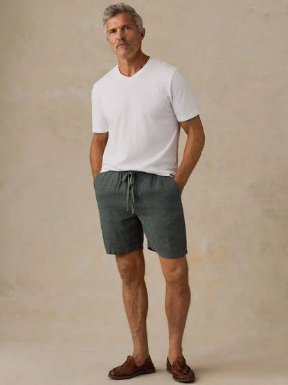 Essential Linen Short (6.5") - Island Spruce Pincheck