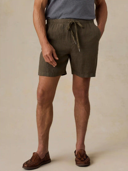 Essential Linen Short (6.5") - Dark Palm