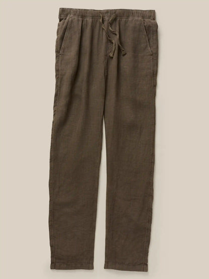Linen Drawstring Pant - Dark Palm