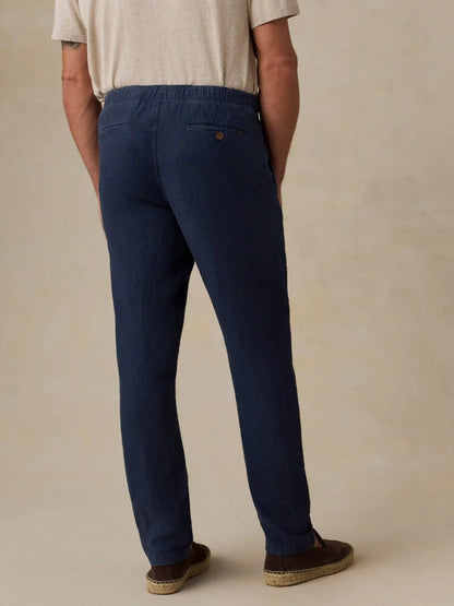 Linen Drawstring Pant - Island Navy