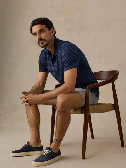Short-Sleeve Movement™ Pique Polo - Twilight Stream Stripe