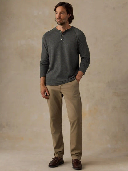 Long-Sleeve Cloud Henley - Deep Olive Feeder