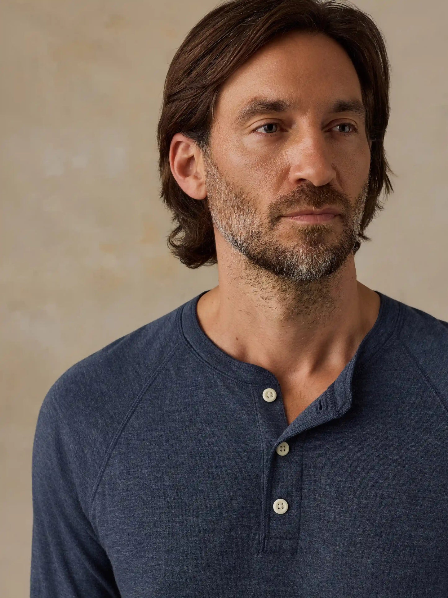 Long-Sleeve Cloud Henley - Ink Navy Heather