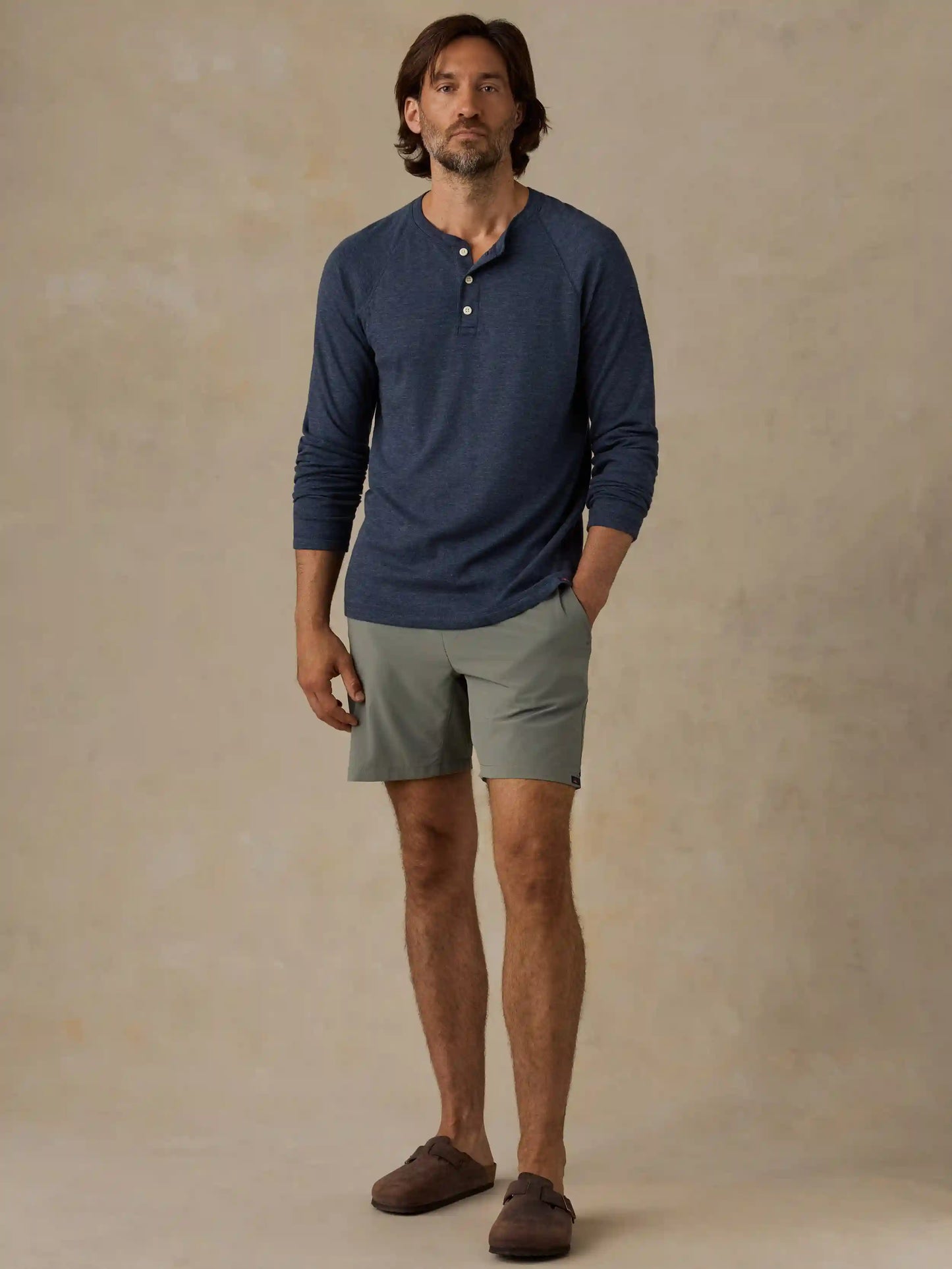 Long-Sleeve Cloud Henley - Ink Navy Heather