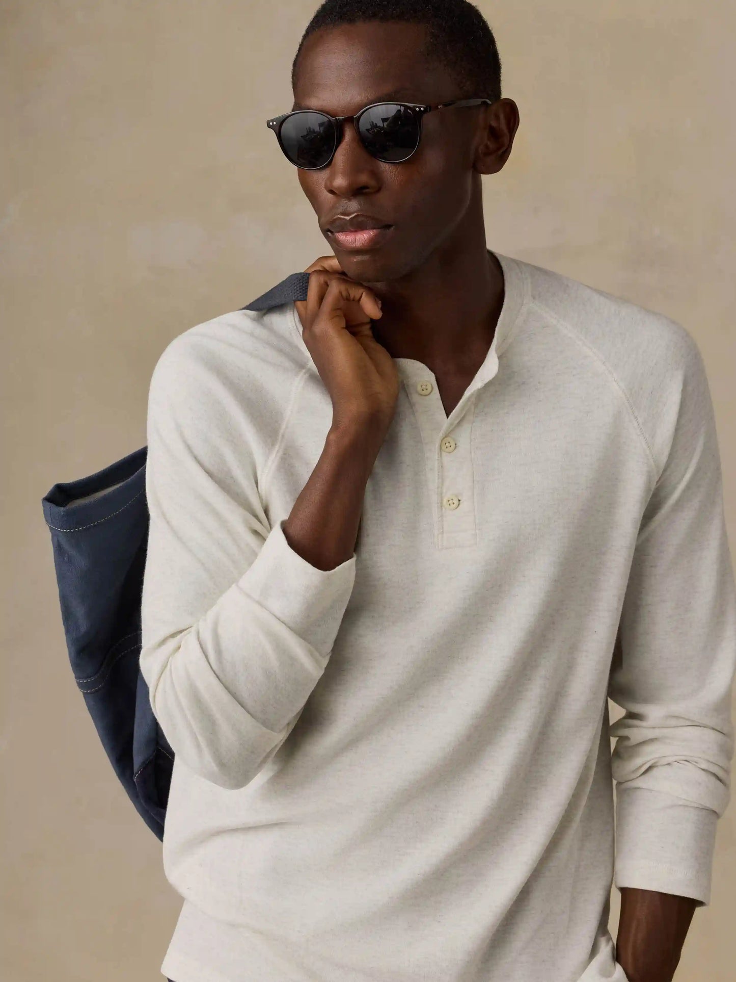 Long-Sleeve Cloud Henley - Snow Heather