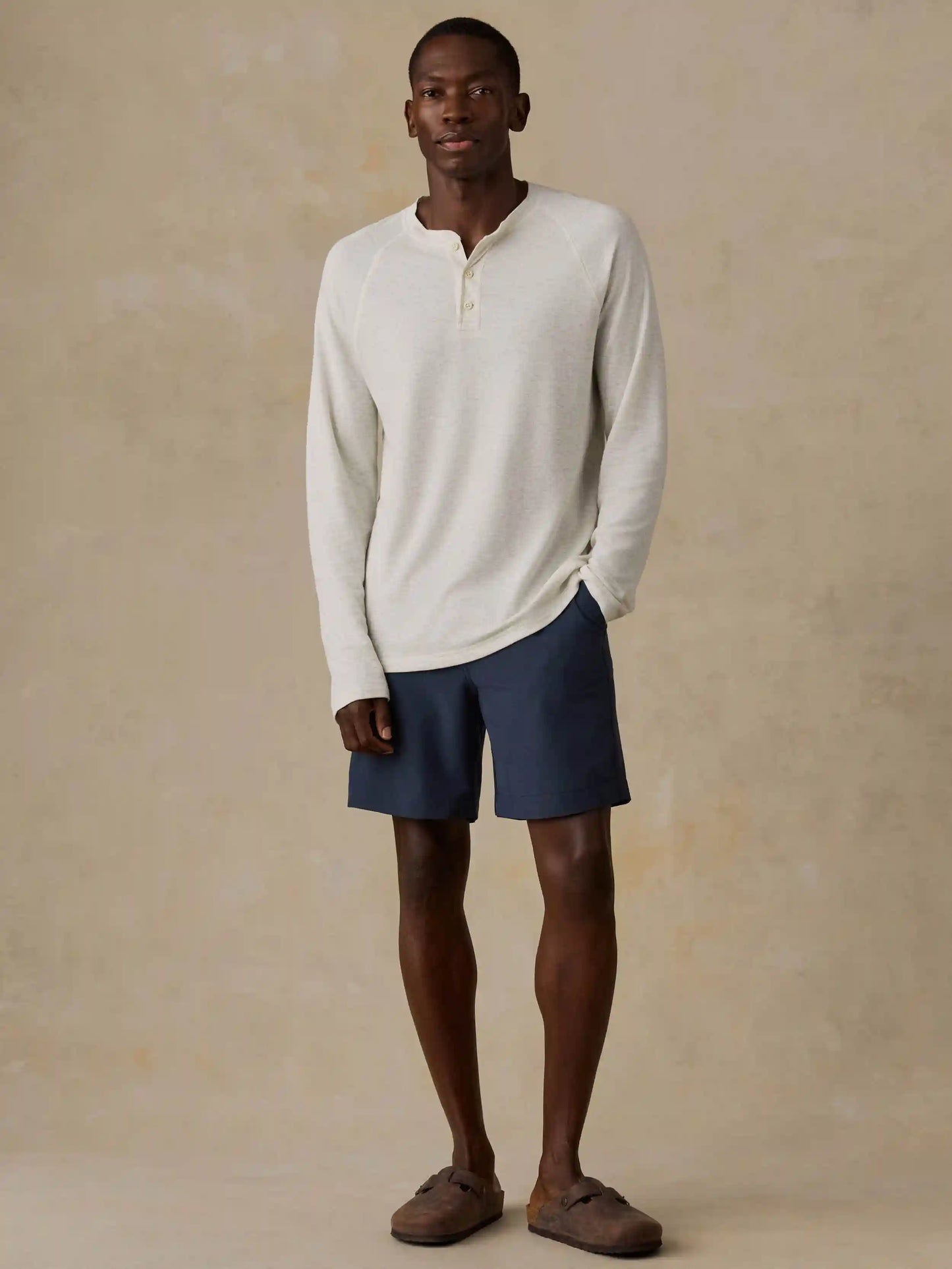 Long-Sleeve Cloud Henley - Snow Heather