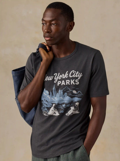 Faherty x Parks Project NYC Parks Short-Sleeve Sunwashed Regenerative Tee - Graphite
