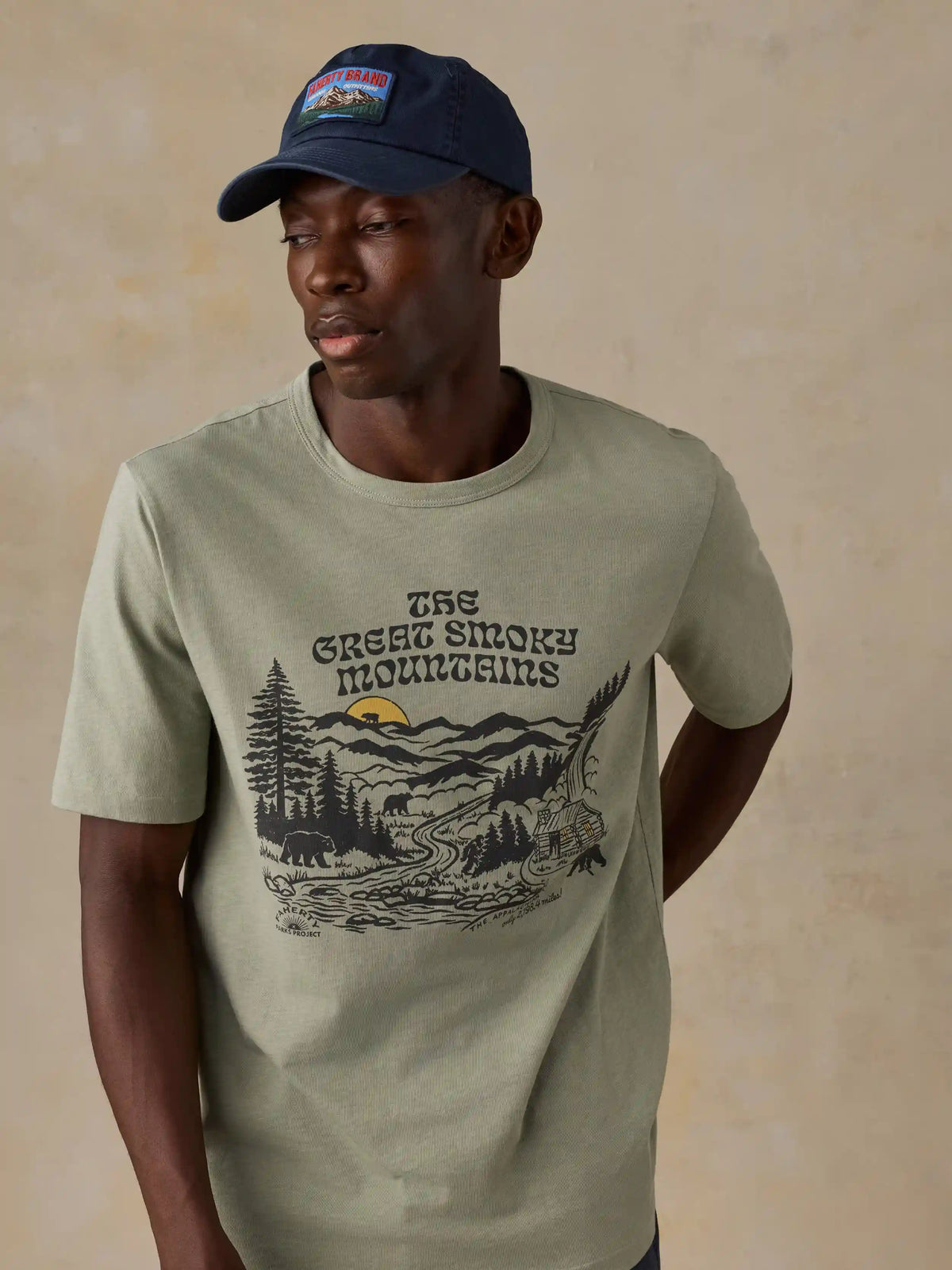 Faherty x Parks Project Great Smoky Mountains Short-Sleeve Sunwashed Regenerative Tee - Summer Sage