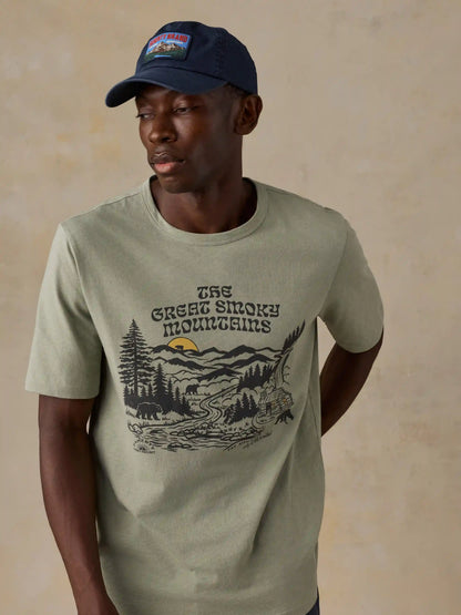 Faherty x Parks Project Great Smoky Mountains Short-Sleeve Sunwashed Regenerative Tee - Summer Sage