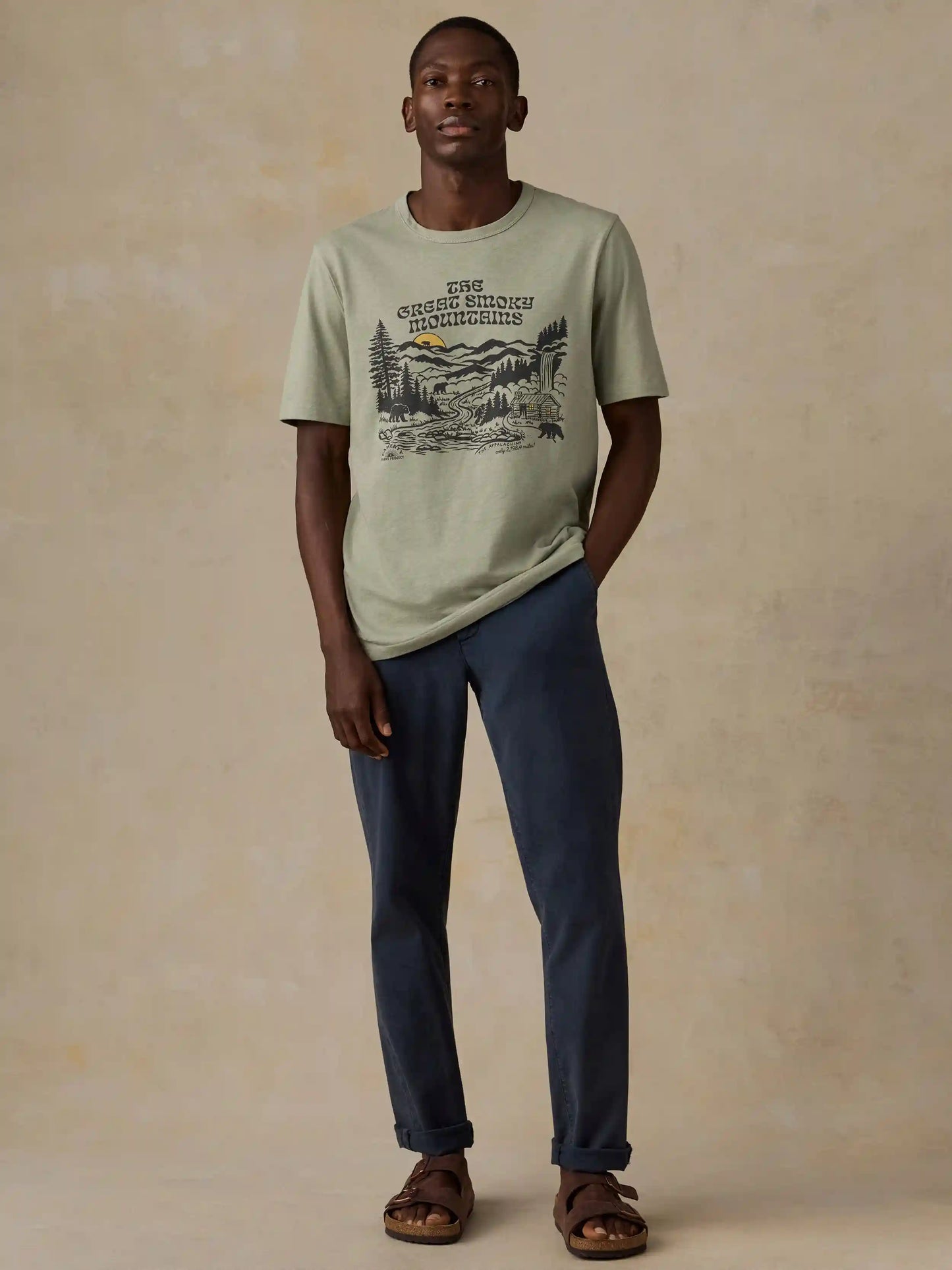 Faherty x Parks Project Great Smoky Mountains Short-Sleeve Sunwashed Regenerative Tee - Summer Sage