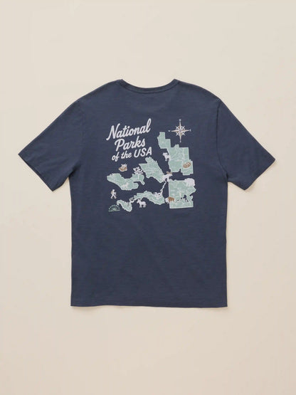 Faherty x Parks Project National Parks Short-Sleeve Sunwashed Regenerative Tee - Dune Navy