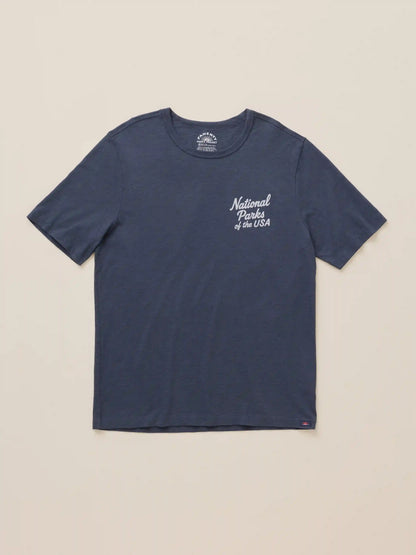 Faherty x Parks Project National Parks Short-Sleeve Sunwashed Regenerative Tee - Dune Navy