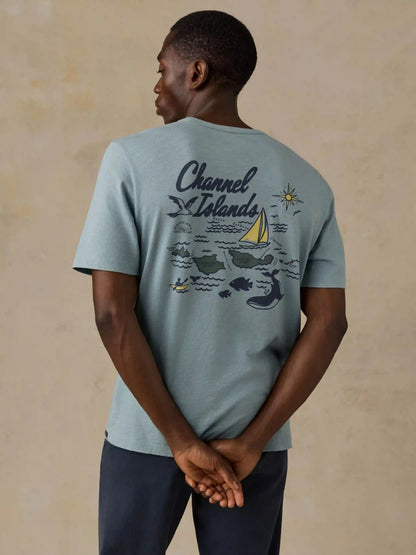 Faherty x Parks Project Channel Islands Short-Sleeve Sunwashed Regenerative Tee - Hull Teal