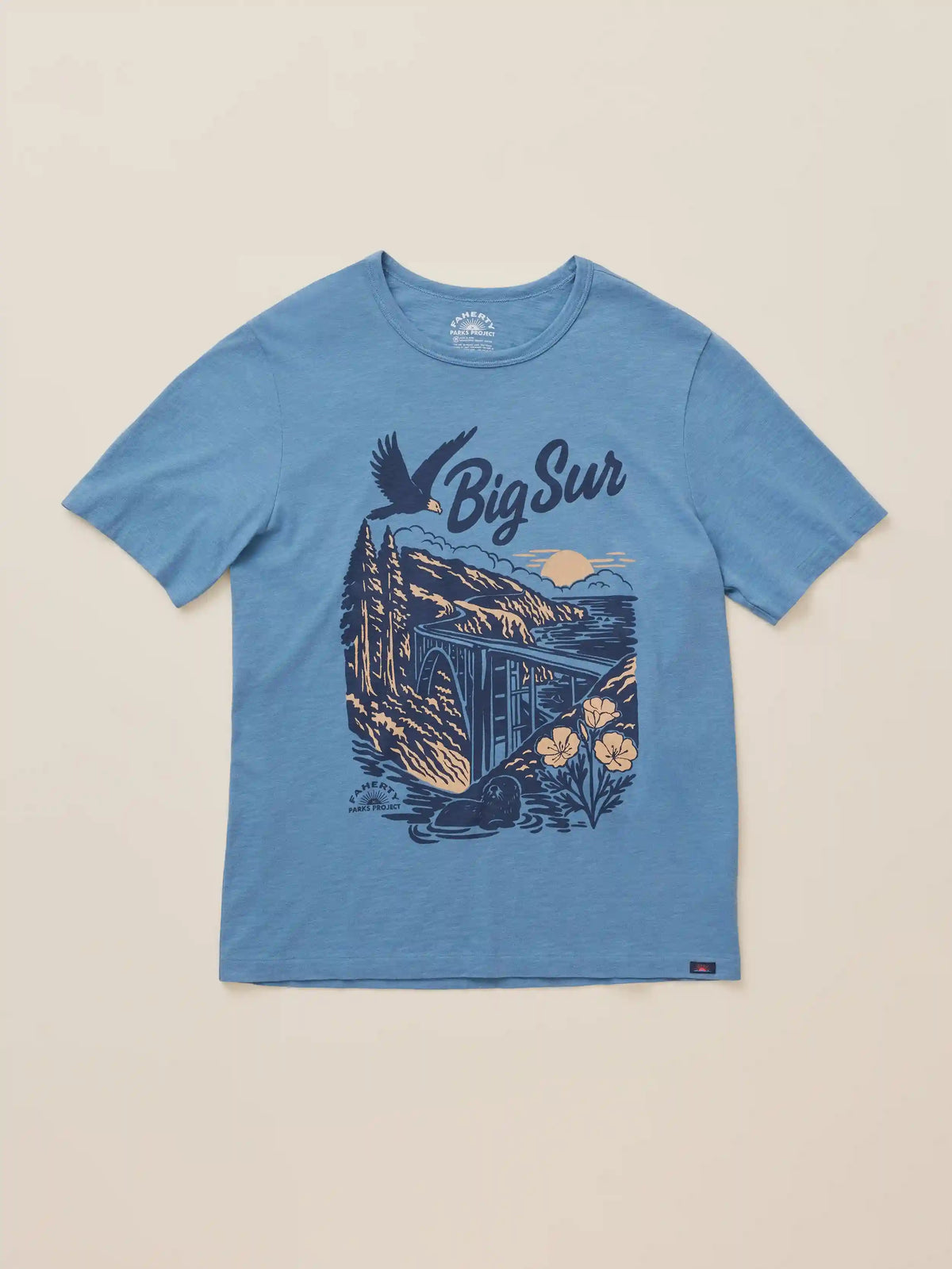 Faherty x Parks Project Big Sur Short-Sleeve Sunwashed Regenerative Tee - Blue Shore