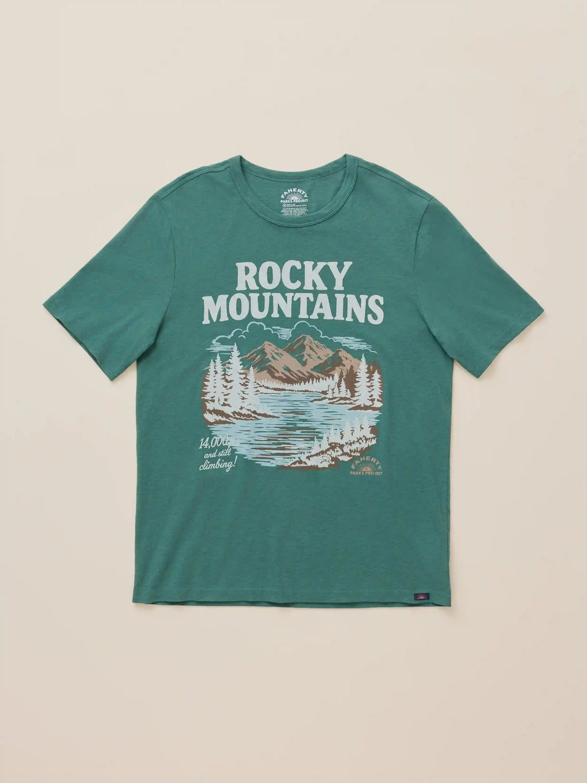Faherty x Parks Project Rocky Mountains Short-Sleeve Sunwashed Regenerative Tee - Forest