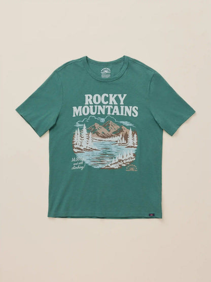 Faherty x Parks Project Rocky Mountains Short-Sleeve Sunwashed Regenerative Tee - Forest