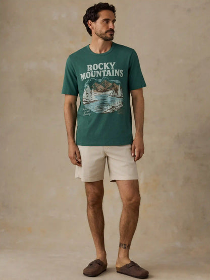 Faherty x Parks Project Rocky Mountains Short-Sleeve Sunwashed Regenerative Tee - Forest