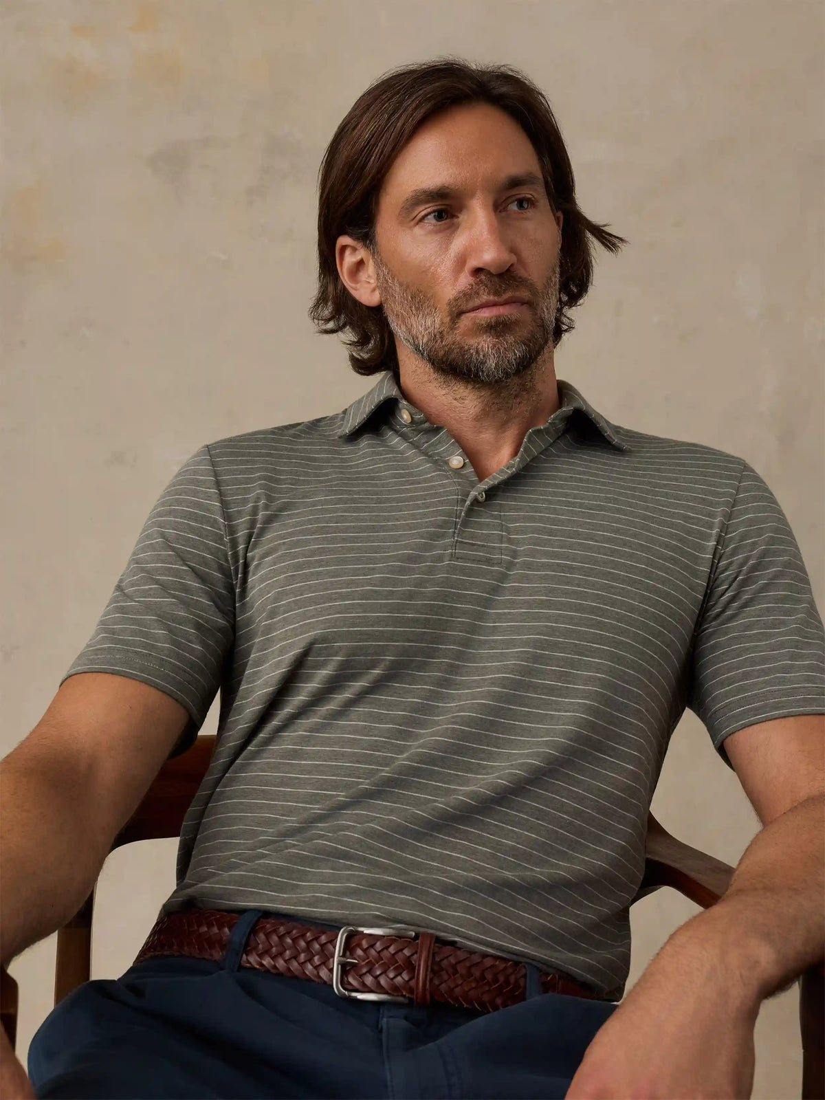 Short-Sleeve Movement™ Polo - Olive Rock Stripe