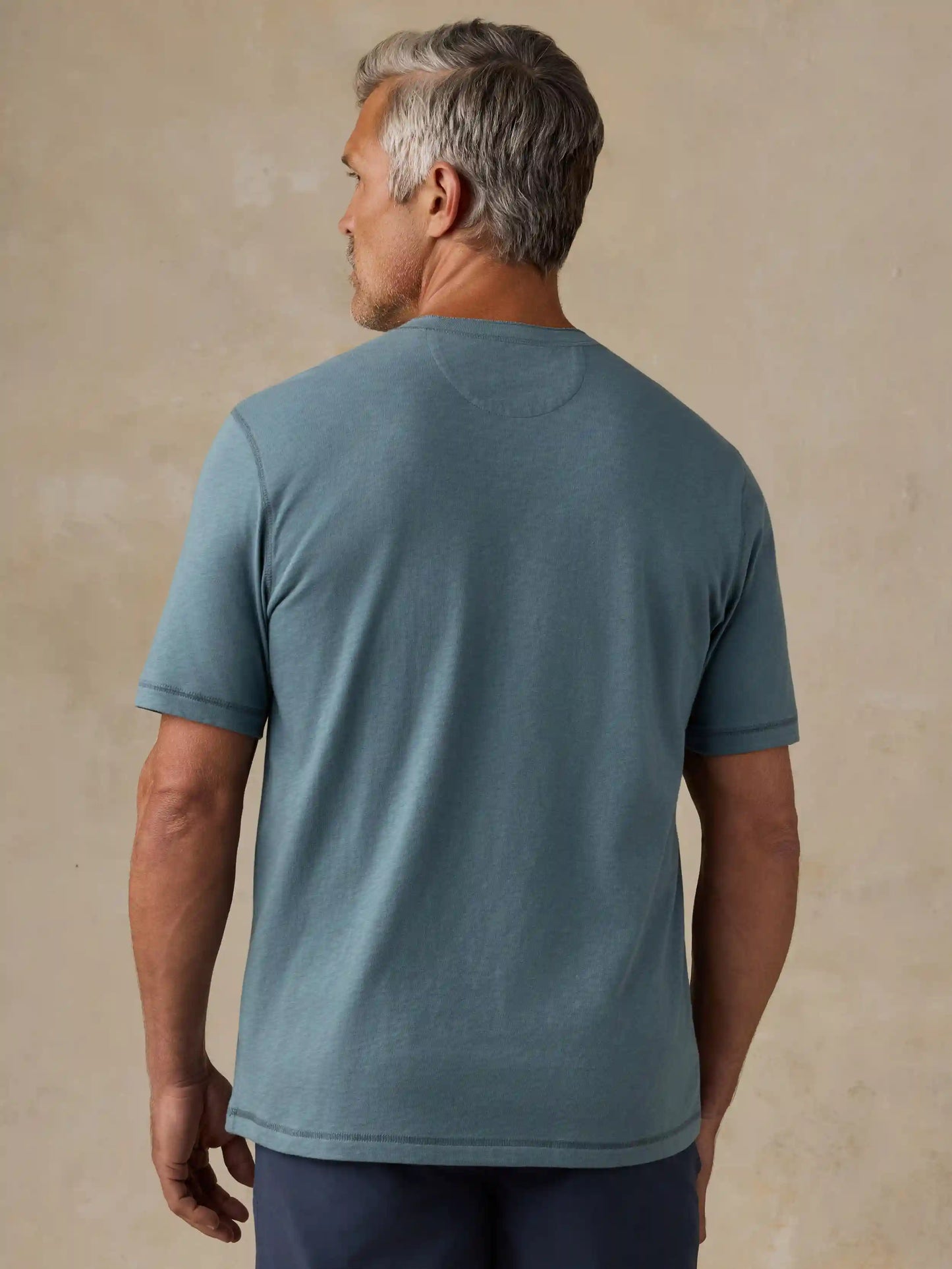 Short-Sleeve Sunwashed Regenerative Henley - Seaglass Blue