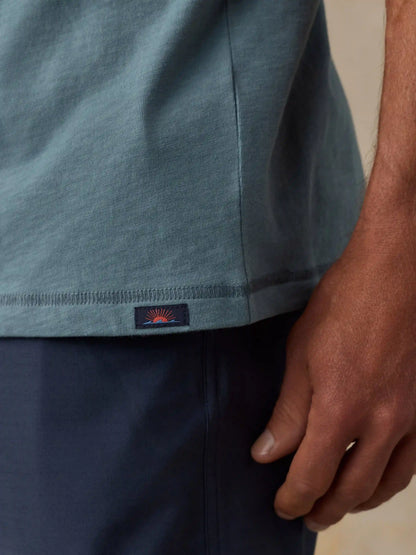 Short-Sleeve Sunwashed Regenerative Henley - Seaglass Blue