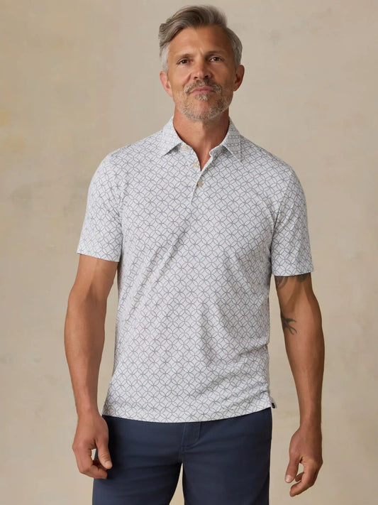 Short-Sleeve Movement™ Pique Polo - Ivory Blue Moonlight