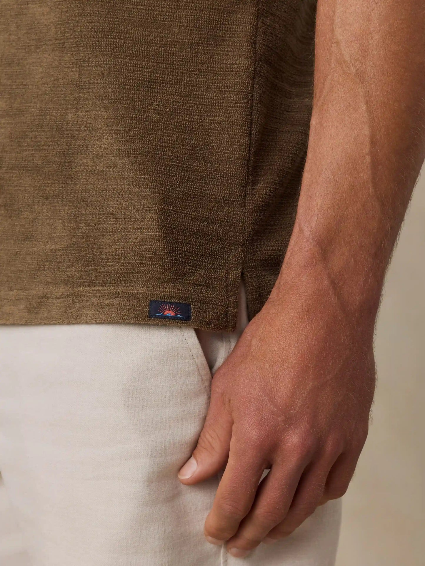 Cabana Towel Terry Surf Stripe Polo - Island Brown