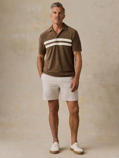 Cabana Towel Terry Surf Stripe Polo - Island Brown
