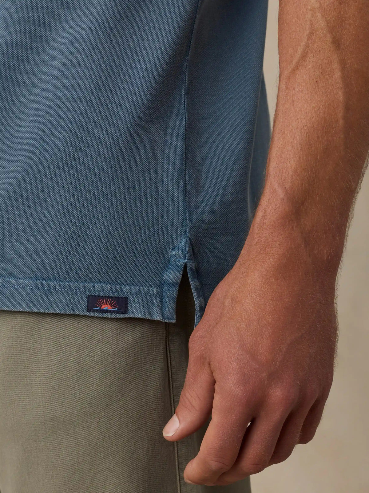 Short-Sleeve Sunwashed Pique Polo - Aqua Ocean