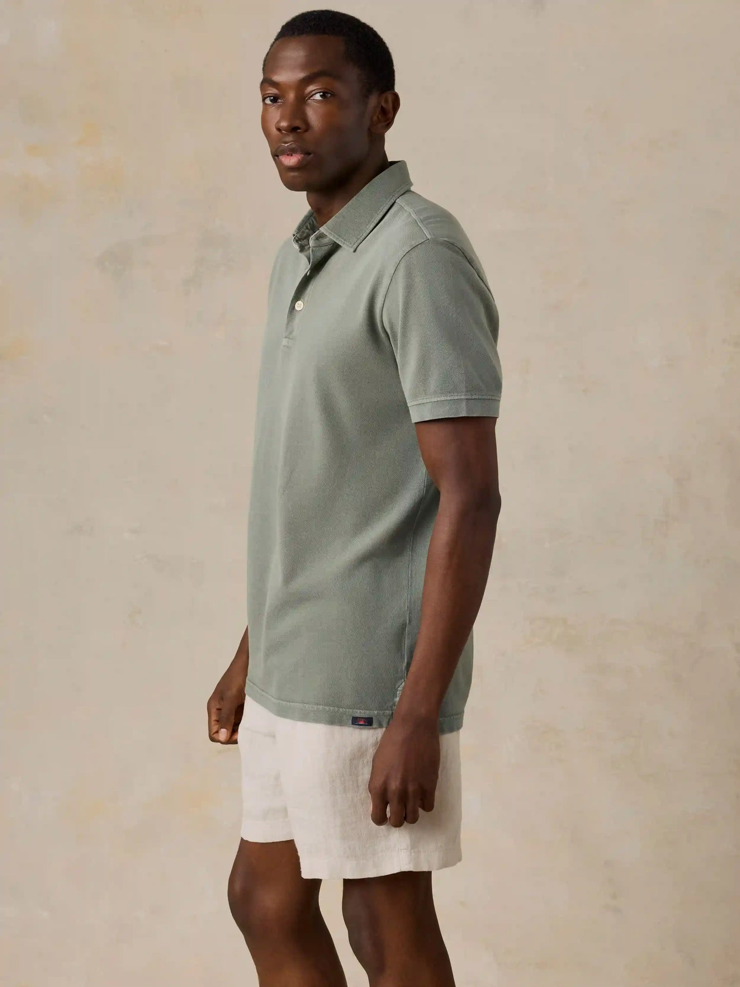Short-Sleeve Sunwashed Pique Polo - Coastal Sage