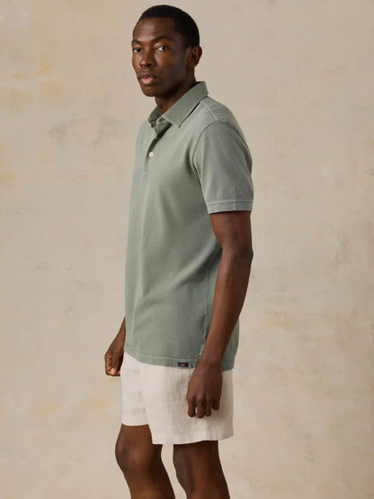 Short-Sleeve Sunwashed Pique Polo - Coastal Sage