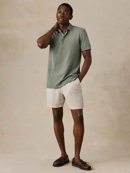 Short-Sleeve Sunwashed Pique Polo - Coastal Sage
