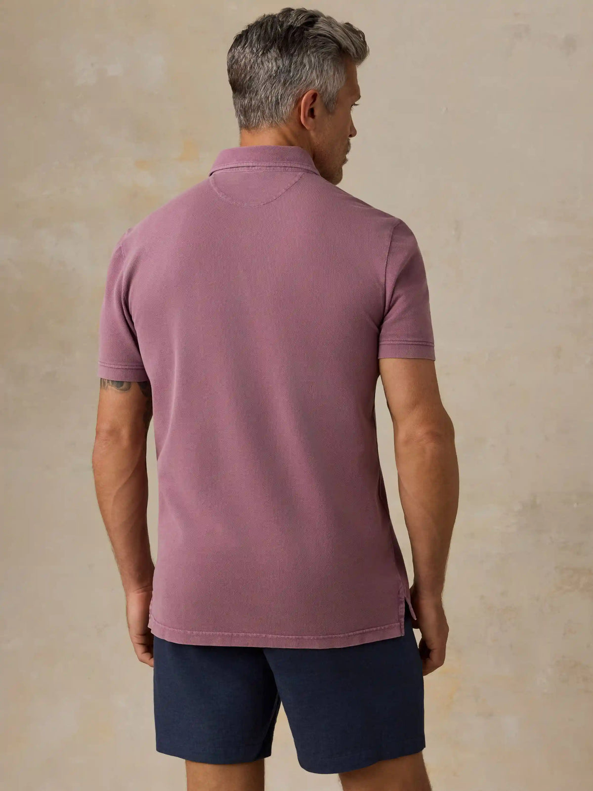 Short-Sleeve Sunwashed Pique Polo - Lilac Twilight
