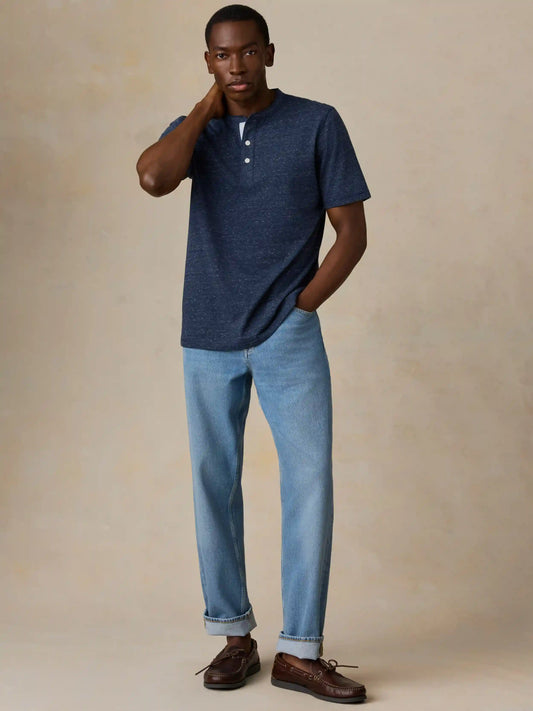Short-Sleeve Breeze Henley - Midnight Skies Heather