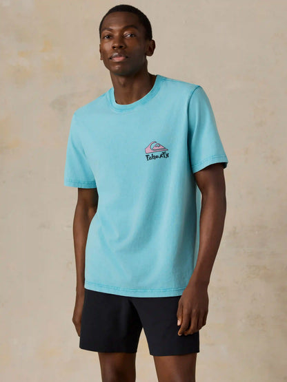 Faherty x Quiksilver Heavy Wash Tee - Teal Tropics