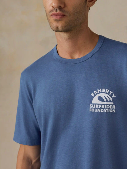 Faherty x Surfrider Sunwashed Regenerative Tee - Blue Horizon