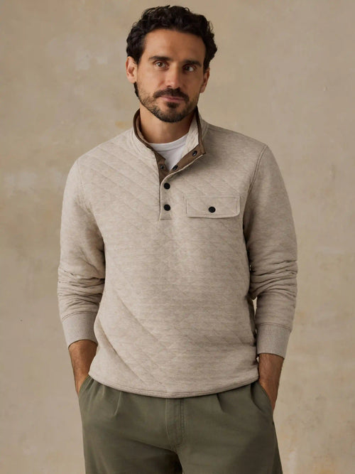 Epic Quilted Fleece Pullover - Oatmeal Melange